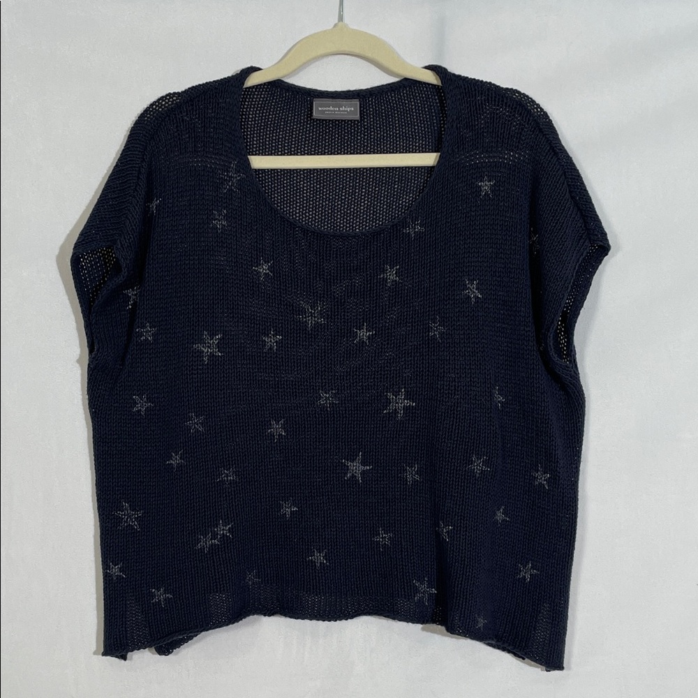Wooden Ships Sweater Top Size XS Navy Starfish Print